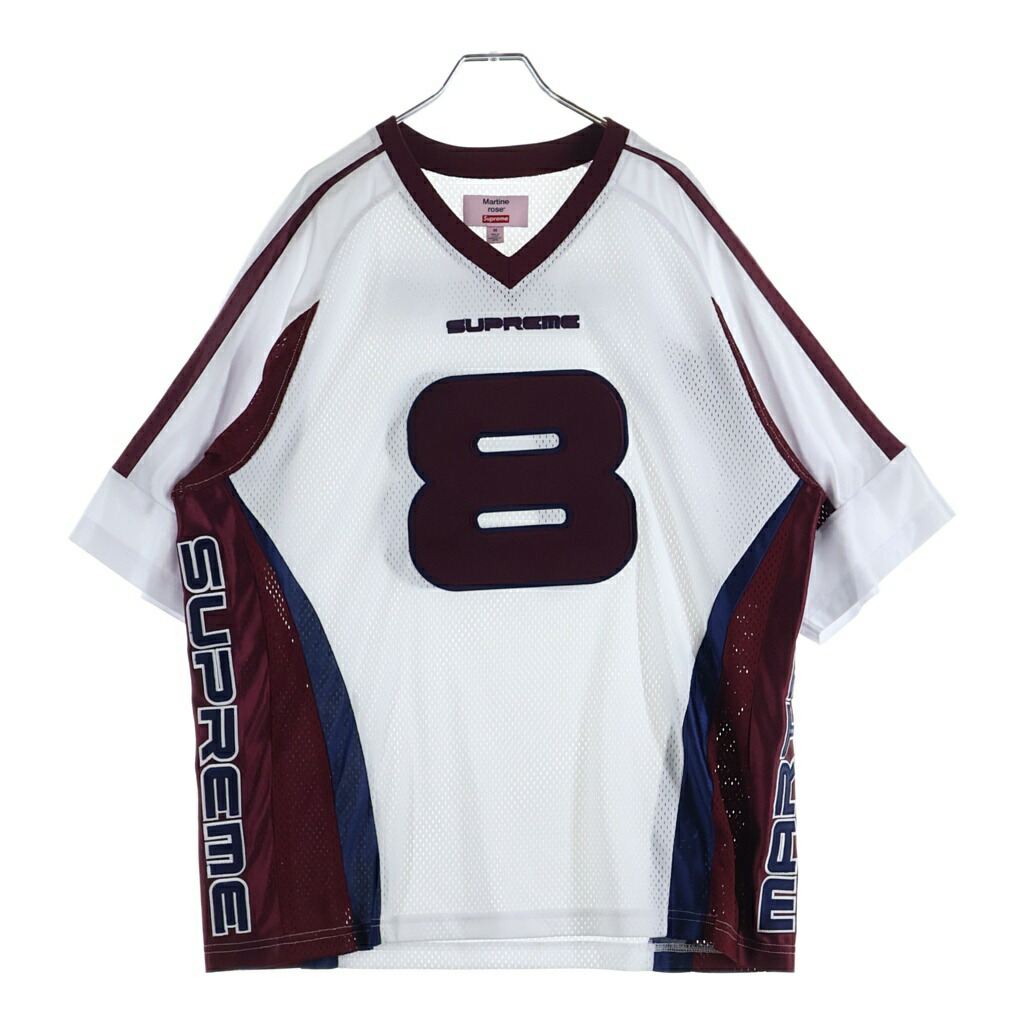 SUPREME(シュプリーム) 大きさ:M 24AW x Martine Rose Football Jersey マーティンさくら色 蹴球 ティーシャツ 力くらべプルオーバー 白いこと/ブドウ酒赤いこと【中古】【度合いA】【色つや白いこと】【取りまわしバス発着場BRING KICKS】