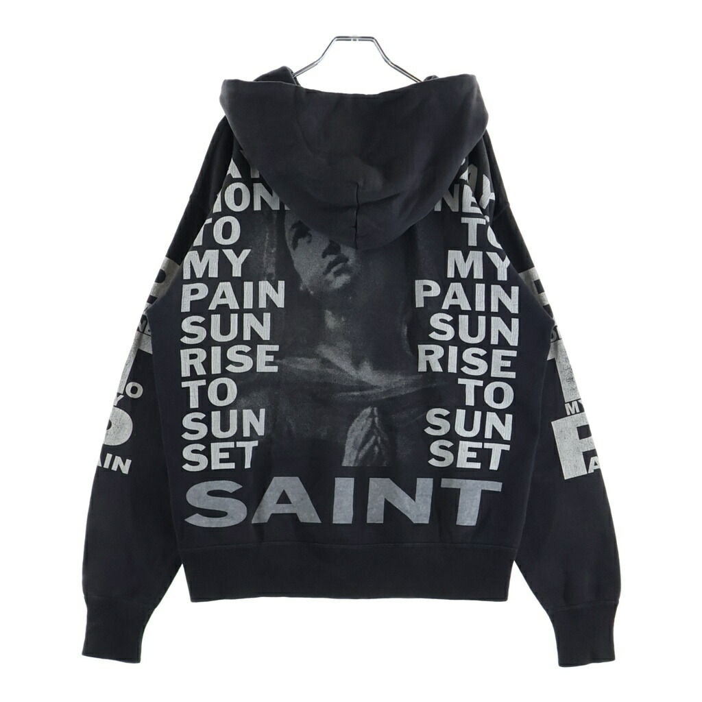 SAINT MICHAEL(セントマイケル) 大きさ:M 24SS PTP_HOODIE BRND MONEY バーンドマネープリント 汗水 ティーシャツパーカー 黒いこと SM-YS8-0000-C51【中古】【度合いB】【色つや黒いこと】【取りまわしバス発着場BRINGご廟店】