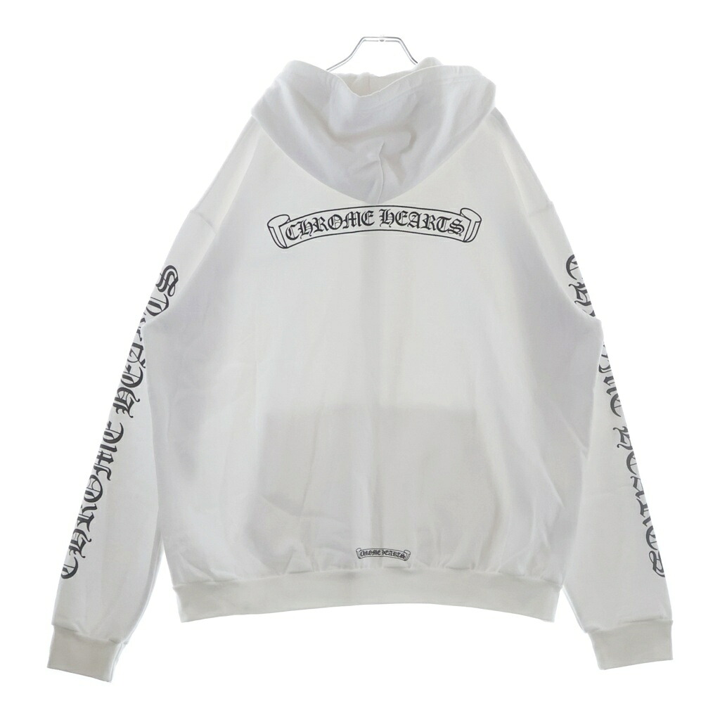 CHROME HEARTS(クロムハーツ) サイズ:XL SWTSHRT HD ZIP バックスクロールラベルプリント ジップアップパーカー フーディー ホワイト【中古】【程度A】【カラーホワイト】【取扱店舗原宿】｜ブランド買取・販売　BRING