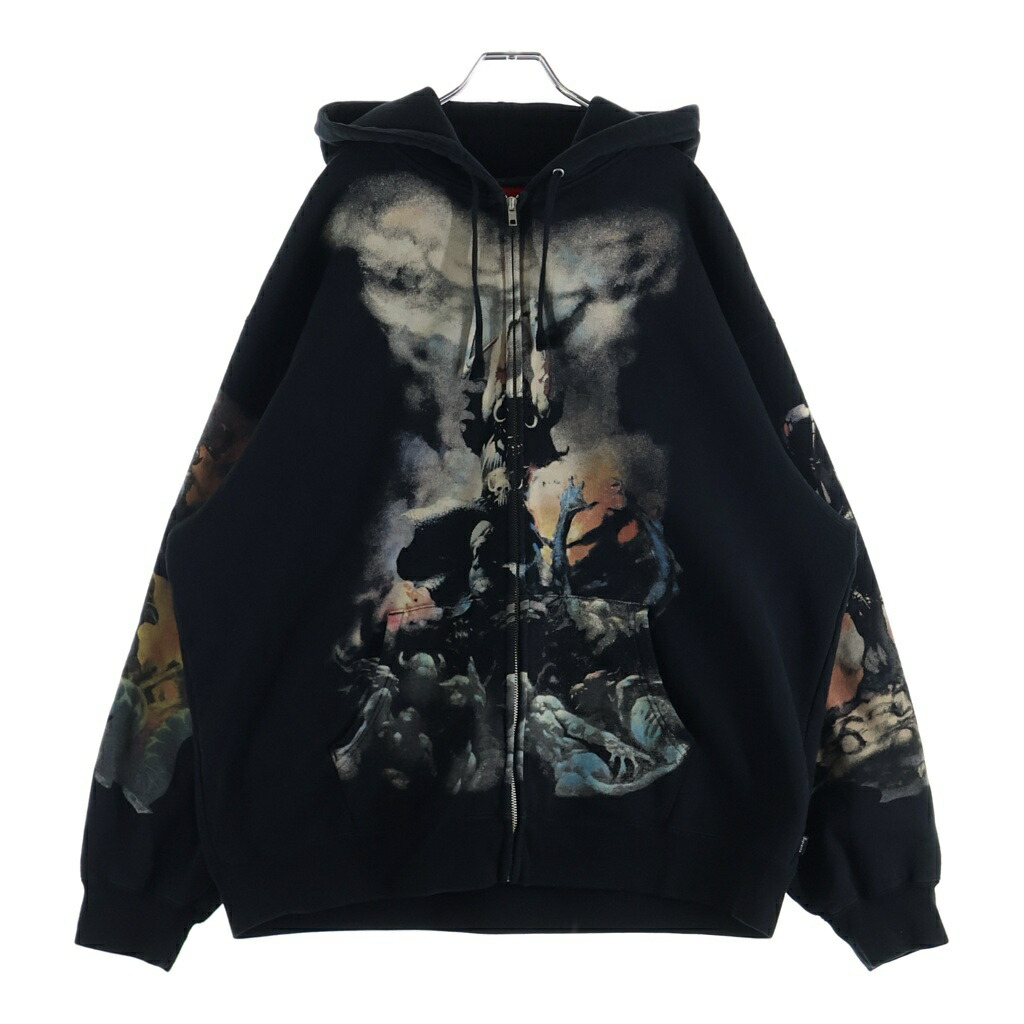 SUPREME(シュプリーム) 大きさ:XL 24AW ×Frank Frazetta Zip Up Hooded Sweatshirts ×フランクフラゼッタ ジップ 繰り上げる フーディー トレイナー 黒いこと【中古】【度合いB】【色つや黒いこと】【取りまわしバス発着場BRING横浜ビブレ店】