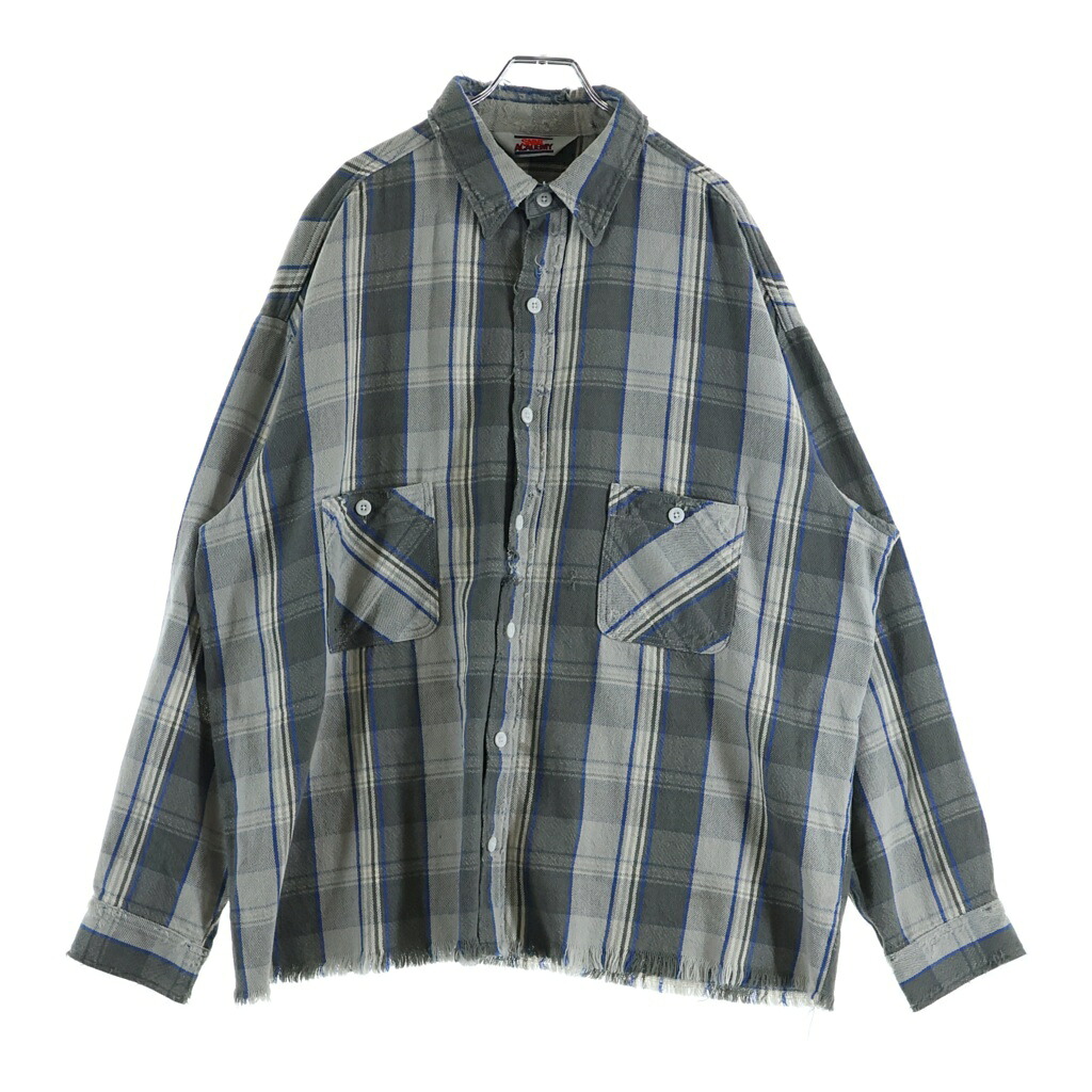 SAINT MICHAEL(セントマイケル) 大いさ:L 22AW×SHERMER ACADEMY FRANNL SHIRT シャーマー・アカデミー 読み合わせる柄 不都合産業 綿ネルティーシャツ 長袖ティーシャツ 薄墨色 SM-A22-0000-061【中古】【座標軸A】【色合い薄墨色】【オンライン制限事項商いもの】