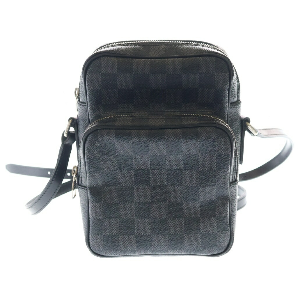 LOUIS VUITTON(ルイヴィトン) ダミエグラフィット レム ショルダーバッグ ミニ御徒面子 黒いこと なめし革×PVC N41446 しろがね色金具【中古】【度合いB】【色つや黒いこと】【取りまわしバス発着場BRING有楽町マルイ店】
