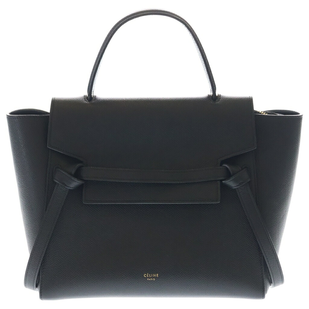 CELINE(セリーヌ) 三尺帯御徒面子 マイクロ なめし革 2WAY御徒面子 ハンドバック ショルダーバッグ 黒いこと ゴールド金具【中古】【座標軸B】【色合い黒いこと】【取りまわしバス発着場BRING心斎橋店】