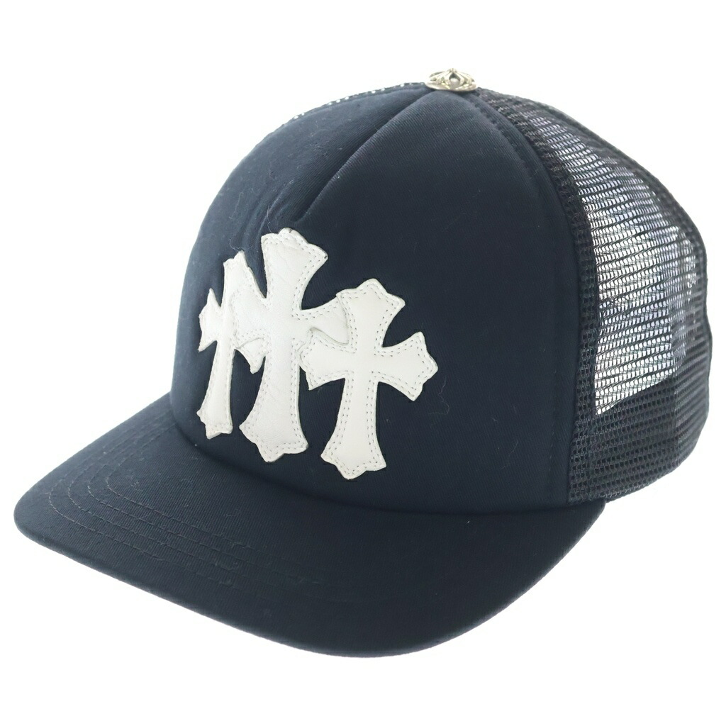 CHROME HEARTS(クロムハーツ) TRUCKER CAP トラッカーキャップ 3セメタリーハラコレザーパッチメッシュキャップ鳥打ち帽 黒いこと/白いこと【中古】【度合いB】【色つや黒いこと】【取りまわしバス発着場OneStyle名古屋運動場店】