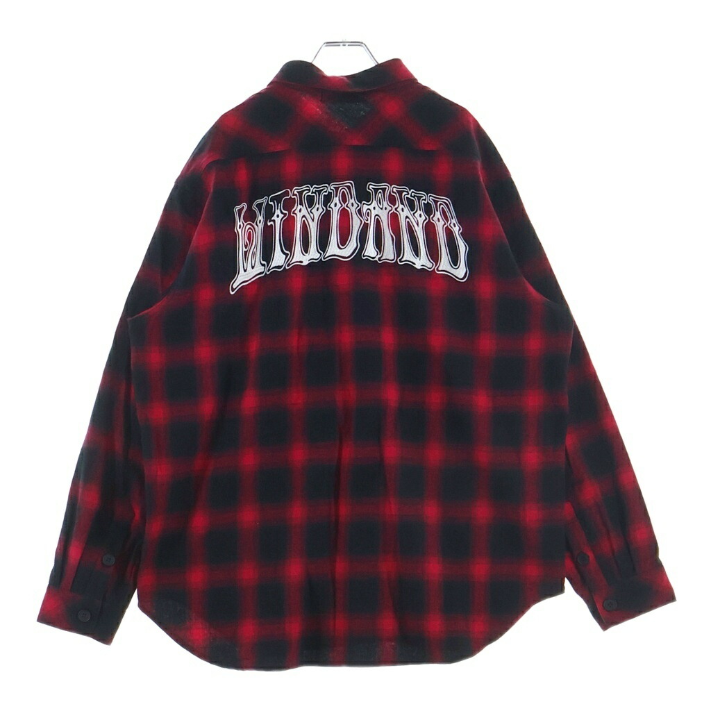 WIND AND SEA(ウィンダンシー) 大きさ:XL Check Shirt ロゴタイプ刺しゅう 長袖読み合わせるプルオーバー フランネルプルオーバー 赤いこと WDS-O-GRG-24-Q2-SH01【中古】【座標軸A】【色合い赤いこと】【取りまわしバス発着場BRING THRIFT CLOSET あべの店】