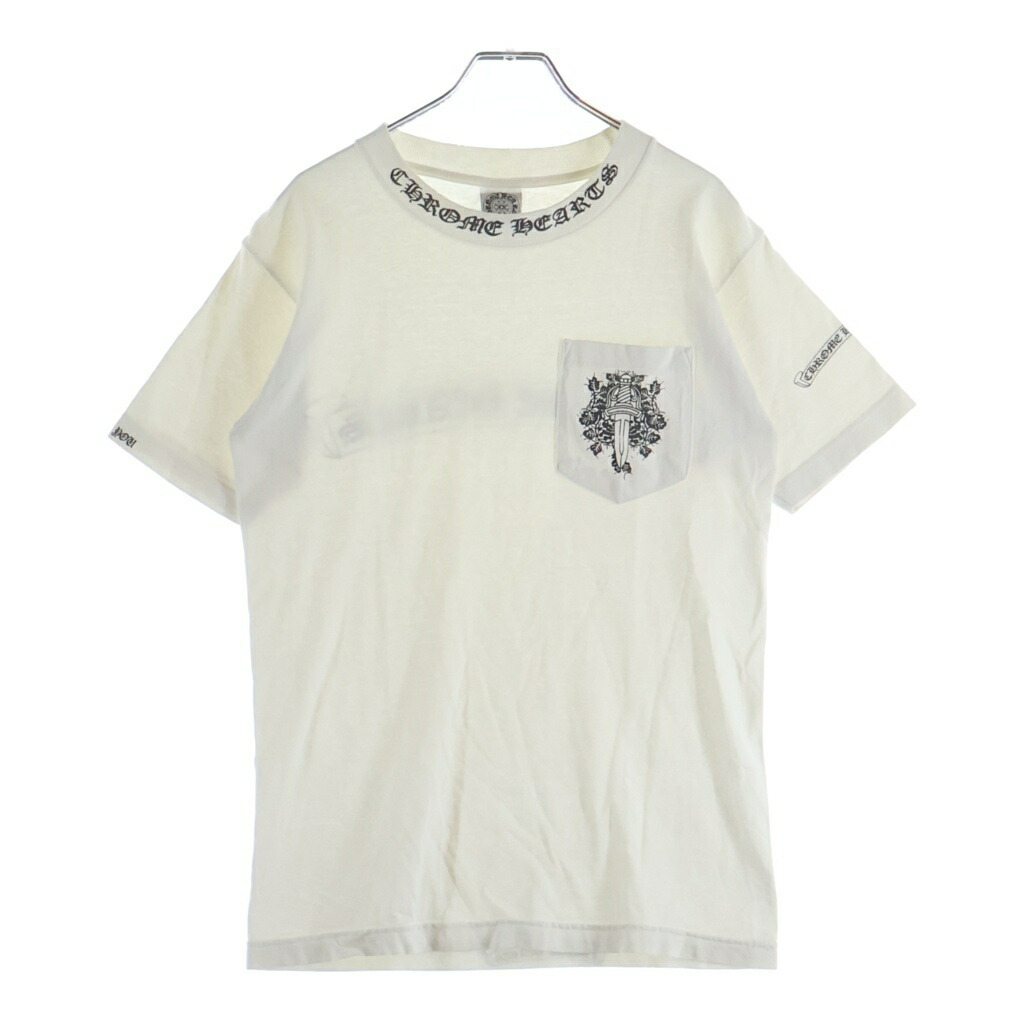 CHROME HEARTS(クロムハーツ) 大きさ:S OLD CH S/S T-SHIRT 年寄りの のど首ロゴタイプ ヴァインダガープリント 半袖プルオーバーカットソー 白いこと【中古】【座標軸B】【色合い白いこと】【取りまわしバス発着場BRING WASTE_NOT】
