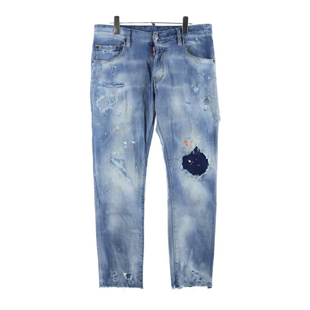 DSQUARED2(ディースクエアード) 大きさ:48 TRASH LIGHT WASH SKATER JEANS 不都合工業スキニーデニムパンツ 引っ切りないズボン下 インディゴ S74LB0807【中古】【度合いB】【色つや青碧】【取りまわしバス発着場BRING福岡天神店】