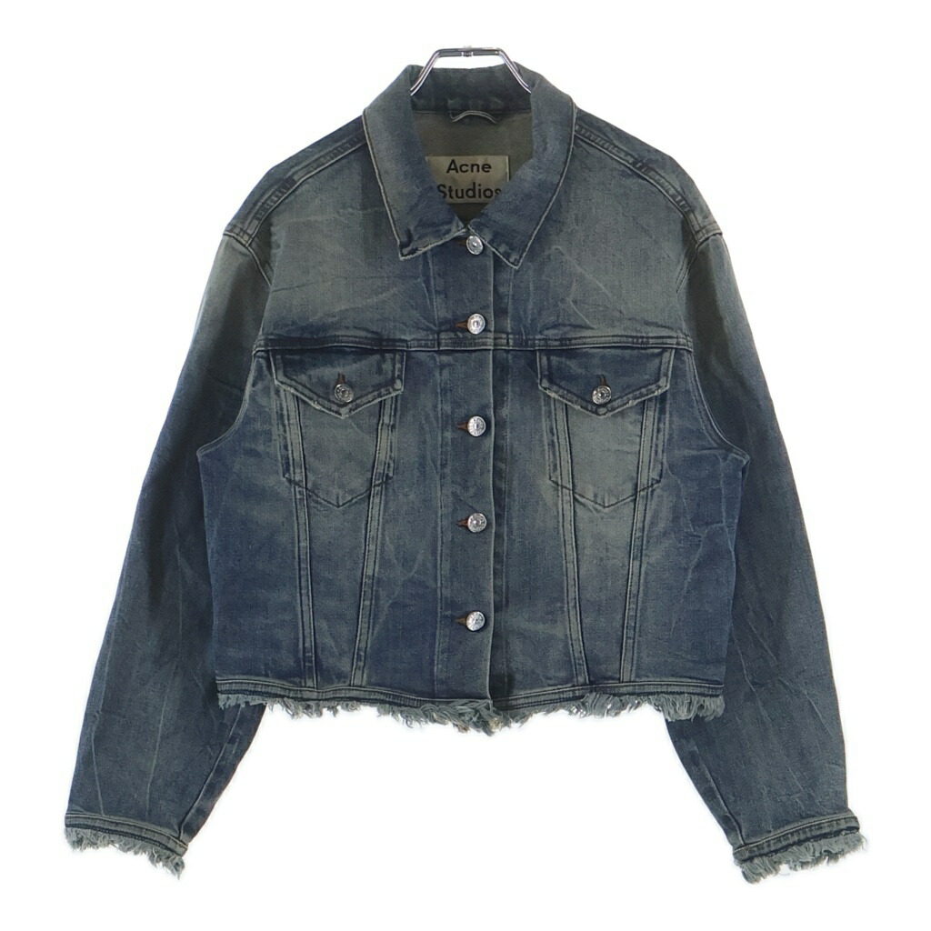 Acne Studios(アクネ ストゥディオズ) 大きさ:34 Denim Jacket ロゴタイプ継ぎ切れ ジーンズ上衣 インディゴ TRAM FR LT VT AW15【中古】【度合いB】【色つや青碧】【取りまわしバス発着場BRING THRIFT CLOSET あべの店】