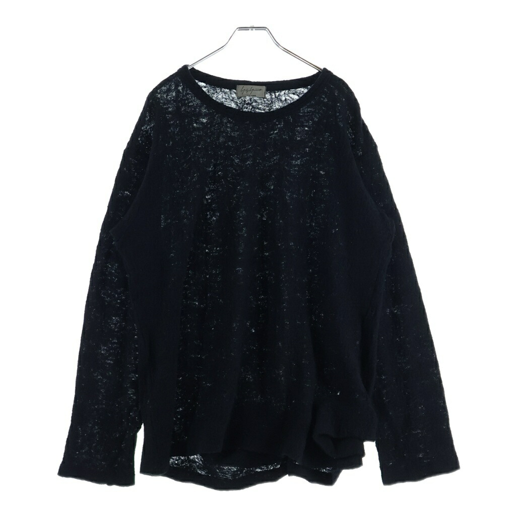 Yohji Yamamoto POUR HOMME(ヨウジヤマモト プールオム) 大きさ:3 羊毛 ティーシャツ 固定ディスク-T25-192 クルーネックニット 黒いこと【中古】【度合いB】【色つや黒いこと】【オンライン押さえる商いもの】