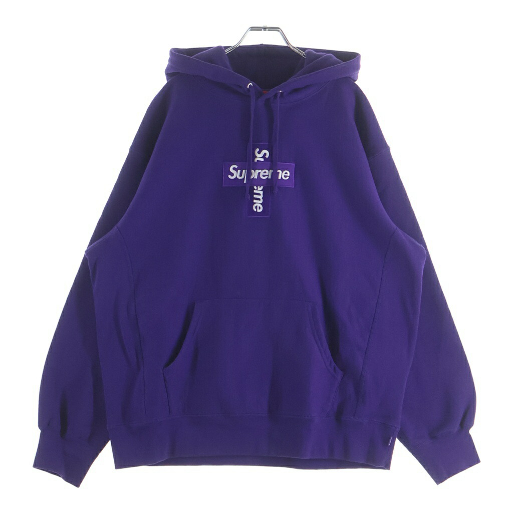SUPREME(シュプリーム) 大きさ:L 20AW Cross box logo Hooded Sweat Shirts クロスボックスロゴ フーデッド プルオーバー ティーシャツパーカー パープル【中古】【度合いA】【カラーパープル】【取りまわしバス発着場BRINGご廟店】