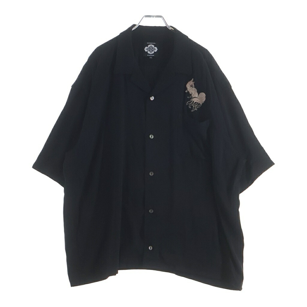 BUDSPOOL(バッズプール) 大きさ:2XL × Gakkin ガッキン 向こう正面 チョーク狐刺しゅう 開けはなし色つや 人絹プルオーバー 黒いこと【中古】【度合いB】【色つや黒いこと】【取りまわしバス発着場BRINGご廟店】