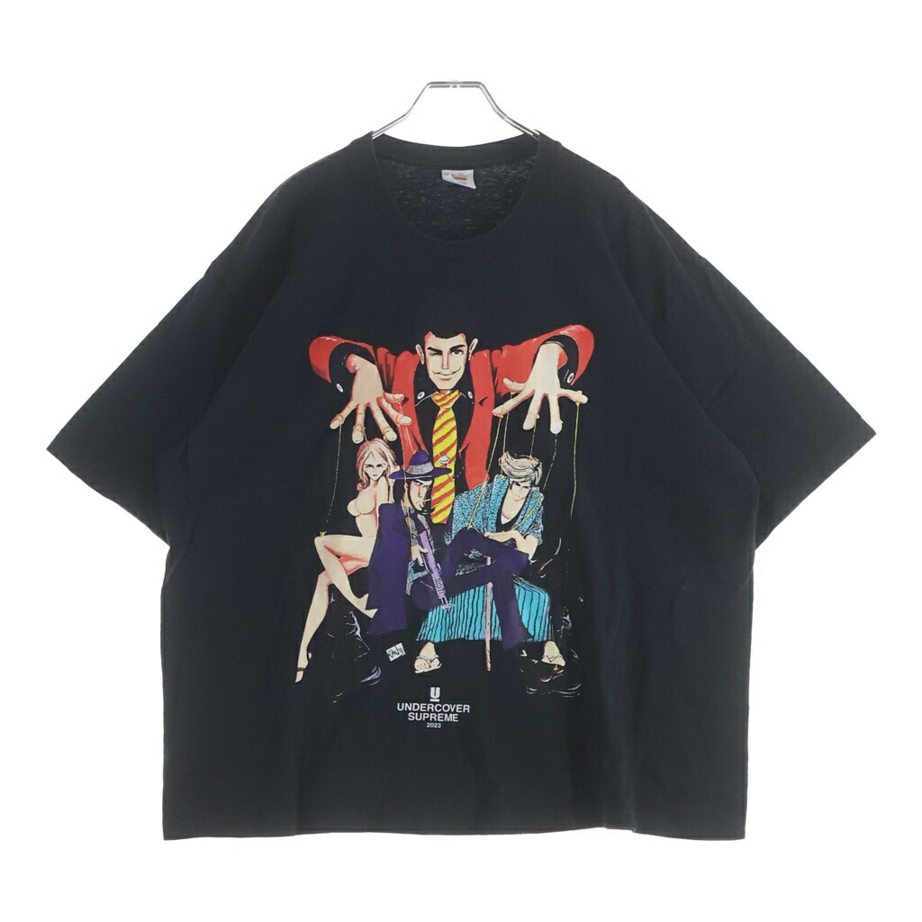 SUPREME(シュプリーム) 大きさ:XL 23SS × UNDERCOVER Lupin Tee アンダー取りまかなう 向こう正面 ルパン三世 刷り上げる 半袖ティーシャツ カットソー 黒いこと【中古】【度合いB】【色つや黒いこと】【取りまわしバス発着場BRINGご廟店】