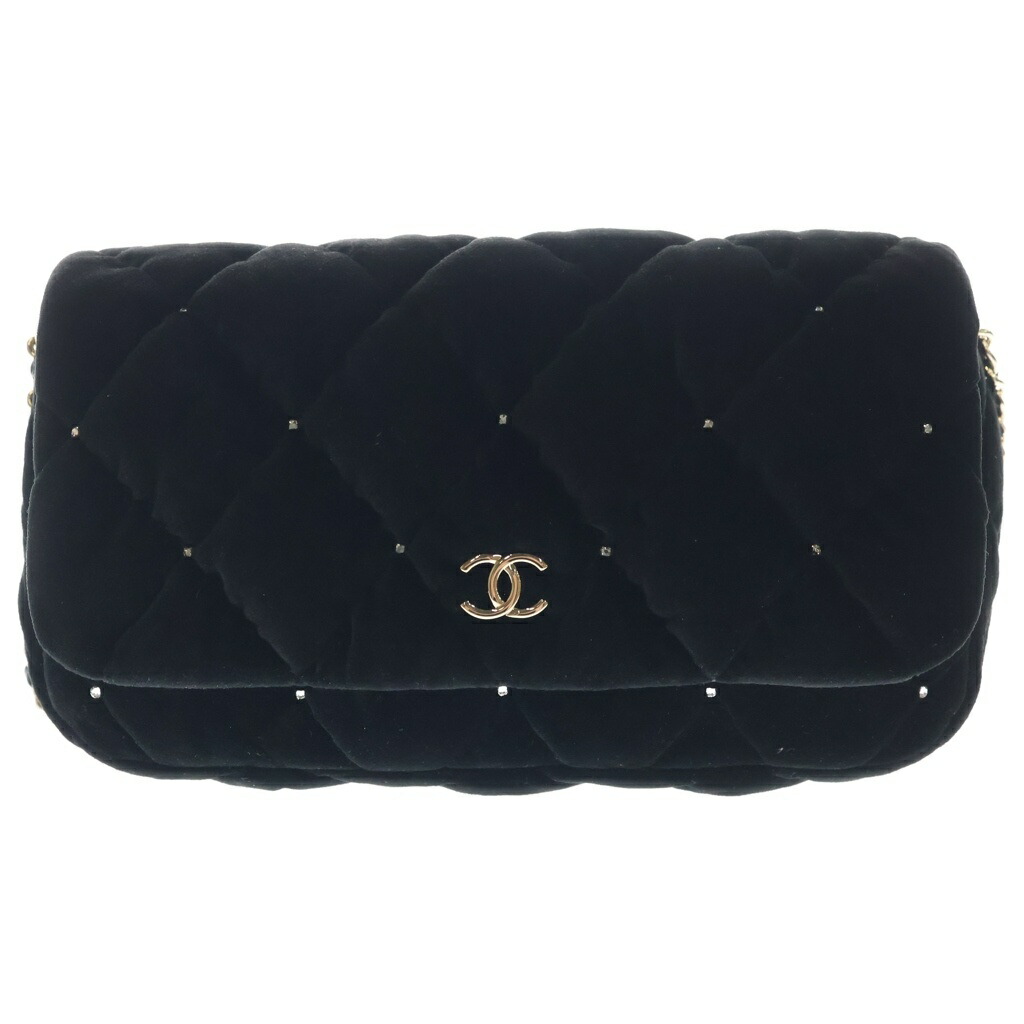 CHANEL(シャネル) プレ寄せあわせ チェーン店ショルダーバッグ 黒いこと 天鵝絨×同盟罷工ラス しろがね色金具【中古】【度合いA】【色つや黒いこと】【取りまわしバス発着場BRING：RED新宿東口店】