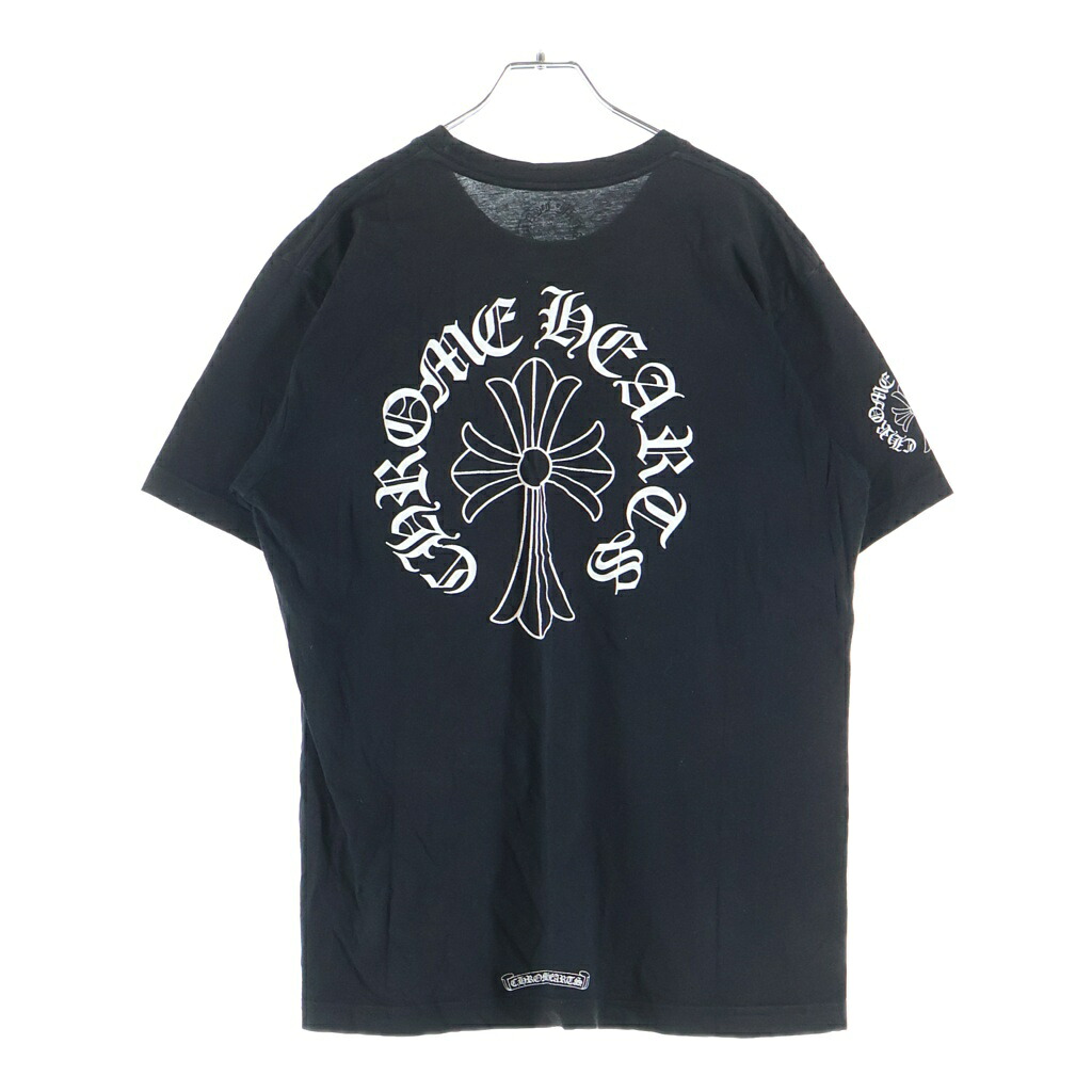 CHROME HEARTS(クロムハーツ) 大きさ:L Back Cross Neck Logo Tee バッククロスネックロゴ半袖プルオーバー 衣嚢付き添い人 黒いこと【中古】【座標軸B】【色合い黒いこと】【取りまわしバス発着場BRING横浜ビブレ店】