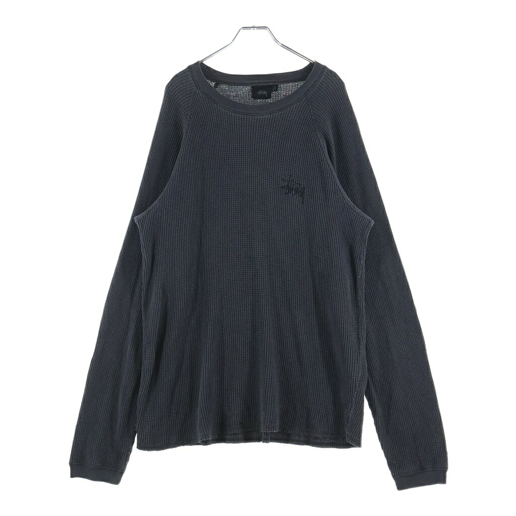 STUSSY(ステューシー) 大きさ:XL ベーシック ST?SSY THERMAL 第一義的 ロゴタイプ刷り上げる 労働者の一団のど首長袖サーマル カットソー 薄墨色【中古】【度合いB】【色つや薄墨色】【取りまわしバス発着場BRING THRIFT CLOSET 幕張店】