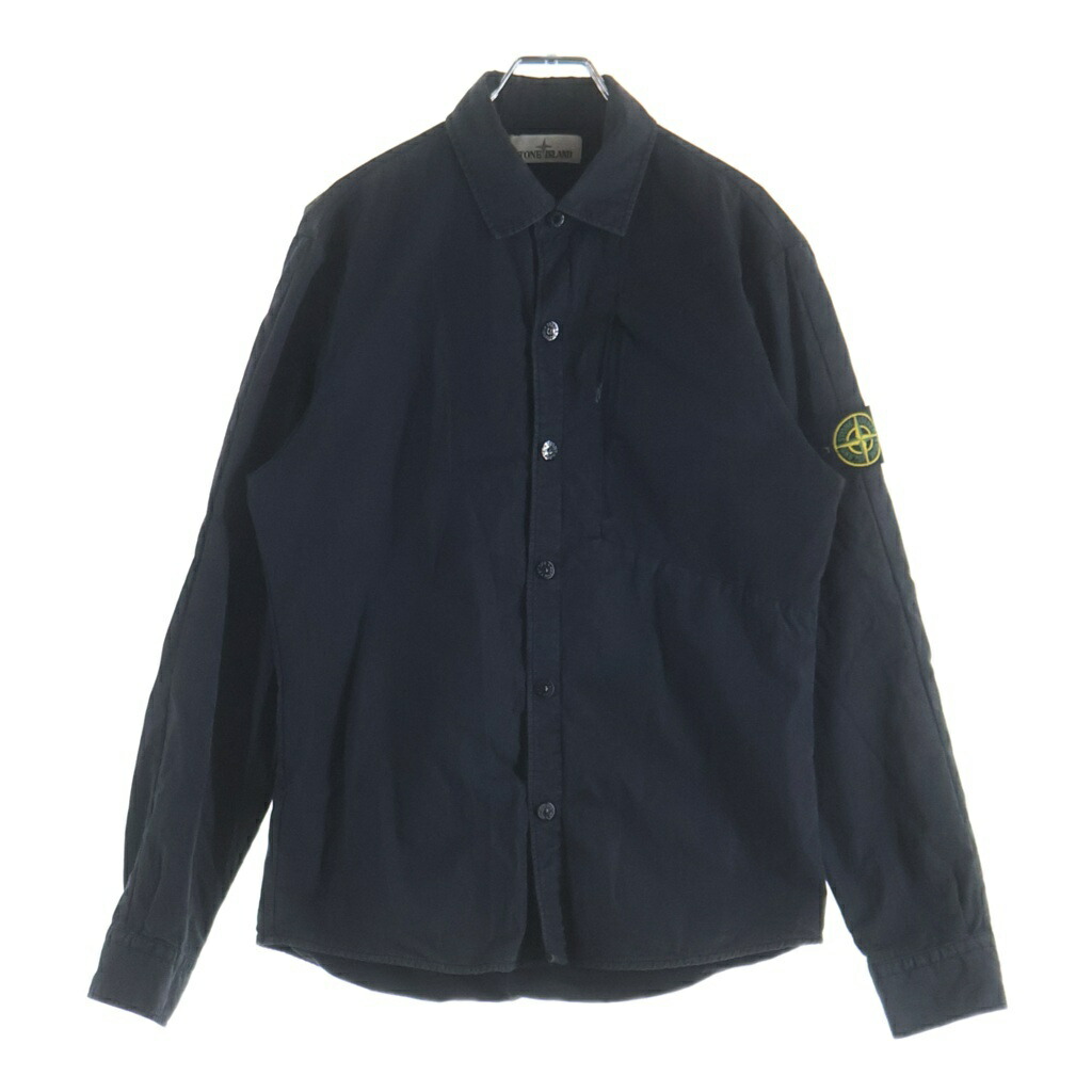 STONE ISLAND(ストーンアイランド) 大きさ:S 綿織物 ガーメントダイ ロゴタイプ紋章 長袖プルオーバー 米国海軍 651511209【中古】【度合いB】【カラーネイビー】【取りまわしバス発着場BRINGご廟店】