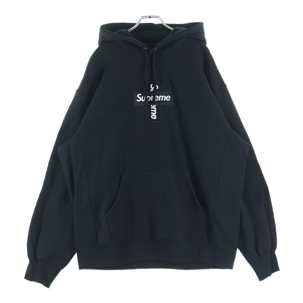 SUPREME(シュプリーム) 大きさ:XL 20AW Cross Box Logo Hooded Sweatshirt クロスボックスロゴ 汗水 ティーシャツパーカー 黒いこと【新古品/中古】【度合いS】【色つや黒いこと】【取りまわしバス発着場原宿】