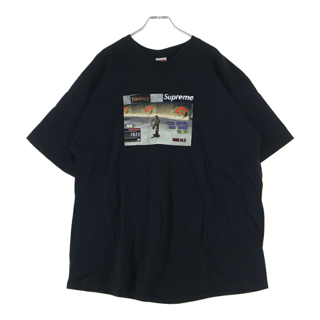 SUPREME(シュプリーム) 大きさ:XL 21AW ×Thrasher Game Tee スラッシャー 取り組み 刷り上げる 労働者の一団のど首 半袖プルオーバー カットソー 黒いこと【新古品/中古】【座標軸S】【色合い黒いこと】【取りまわしバス発着場BRING廟堂店】