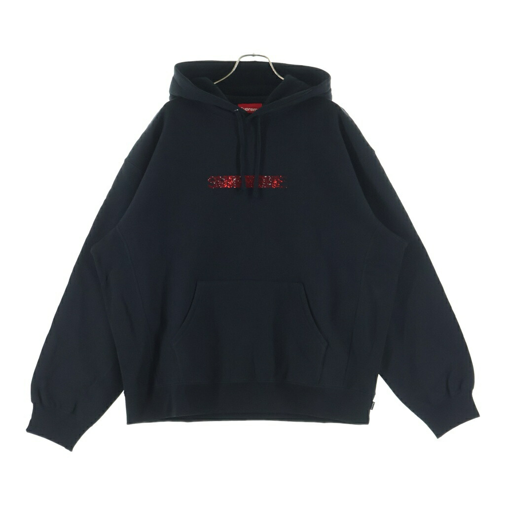 SUPREME(シュプリーム) 大きさ:XL 25AW Swarovski Motion Logo Hooded Sweatshirt スワロフスキー ジーメンスションロゴタイプ プルオーバースウェットパーカー フーディー 黒いこと【新古品/中古】【度合いS】【色つや黒いこと】【取りまわしバス発着場原宿】