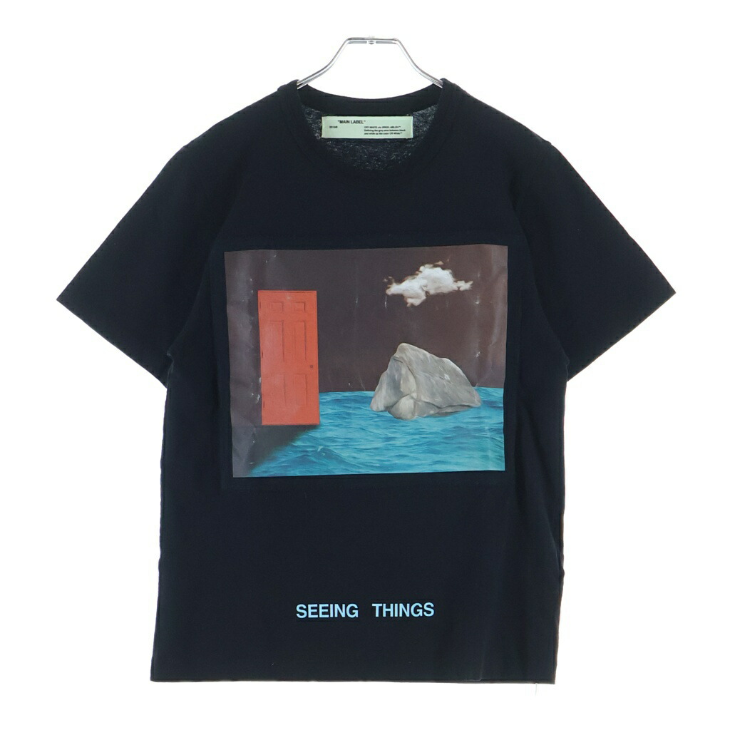 OFF-WHITE(象牙色) 大きさ:XS グラフィック刷り上げる 半袖ティーシャツ カットソー 黒いこと OMAA014F7185006【中古】【度合いB】【色つや黒いこと】【取りまわしバス発着場BRING横浜ビブレ店】