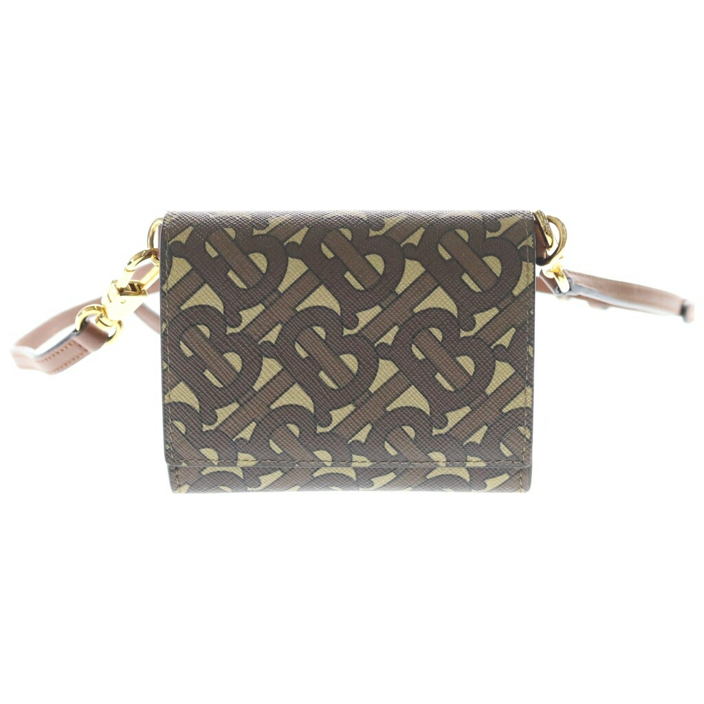 BURBERRY(バーバリー) 肺結核 モノグラム コインケース チェーンウォレット ミニ御徒面子 赤銅色 なめし革 PVC ゴールド金具【中古】【座標軸A】【色合い赤銅色】【取りまわしバス発着場新宿】