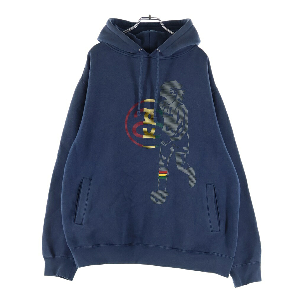 STUSSY(ステューシー) 大いさ:XL 90-00S OLD 年寄りの ラスタ色合い 向こう正面刷り上げる フーディー 汗水 パーカー 米国海軍【中古】【座標軸B】【カラーネイビー】【取りまわしバス発着場AWESOME高円寺店】