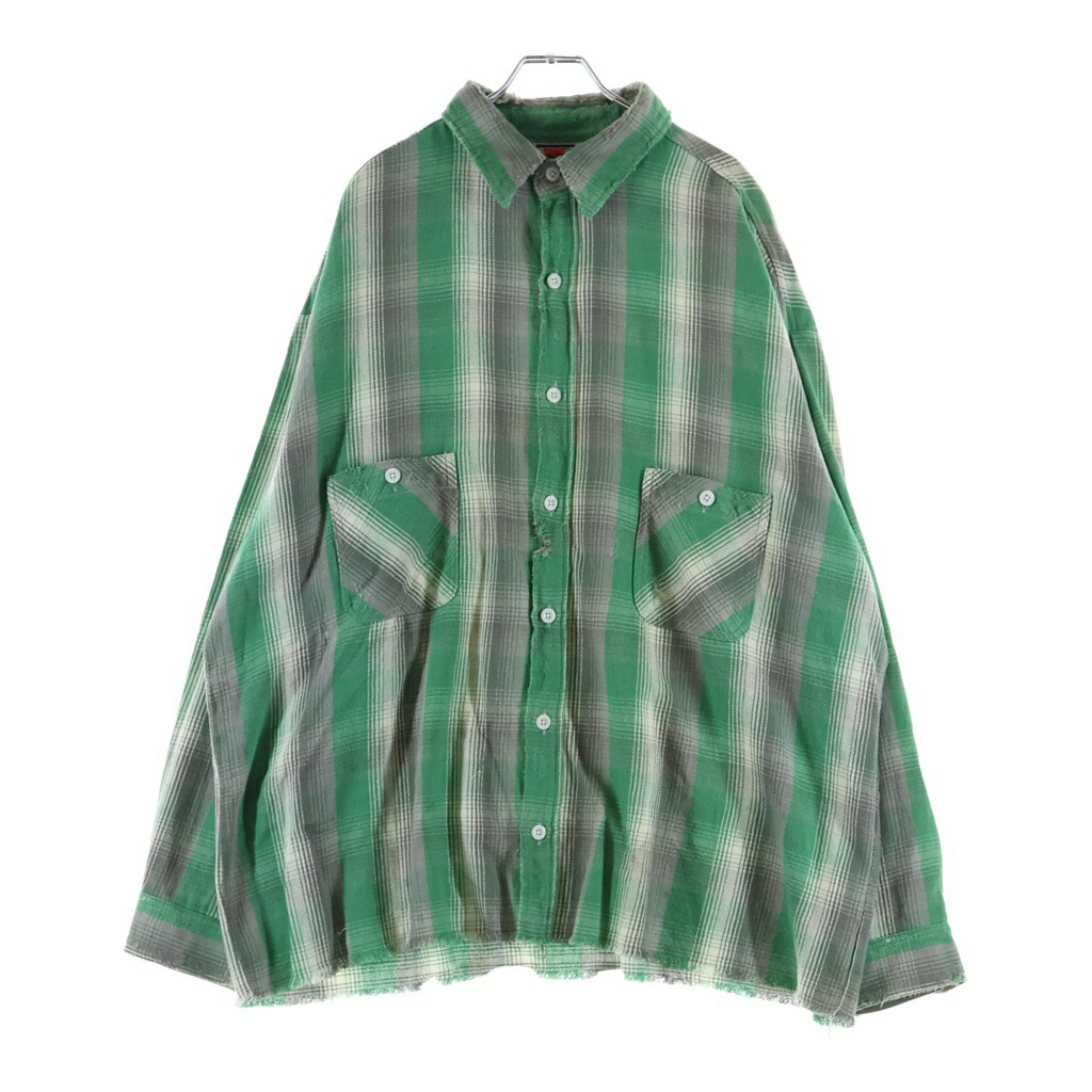 SAINT MICHAEL(セントマイケル) 大いさ:XL SHERMER ACADEMY CHECK FRANNEL SHIRT チェックフランネルシャツ 不都合産業 SM-S23-0000-088 緑であること【中古】【座標軸B】【色合い緑であること】【取りまわしバス発着場BRING亜米利加村店】