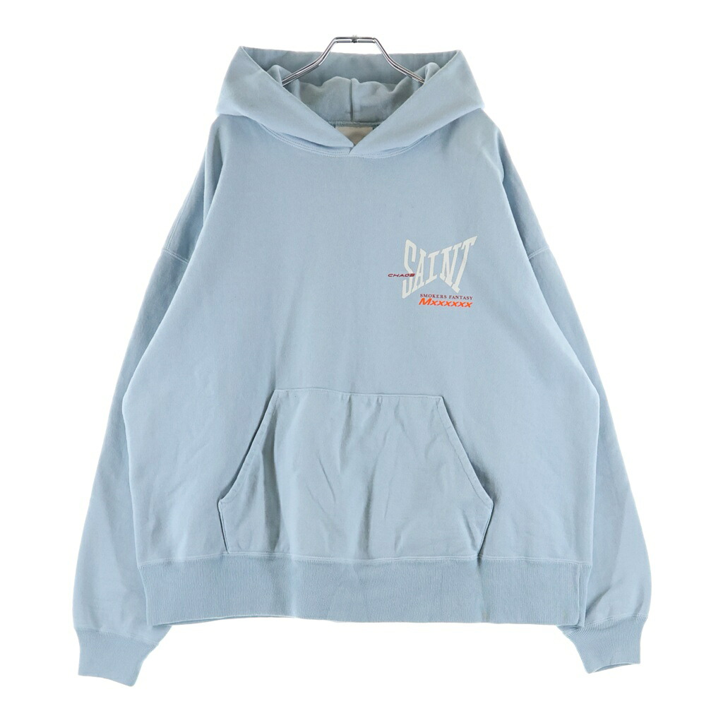 SAINT MICHAEL(セントマイケル) 大いさ:XL HOODIE RIBON SAINT ティーシャツパーカー SM-HR8-0000-048 青碧【中古】【座標軸B】【色合い青碧】【取りまわしバス発着場BRING亜米利加村店】