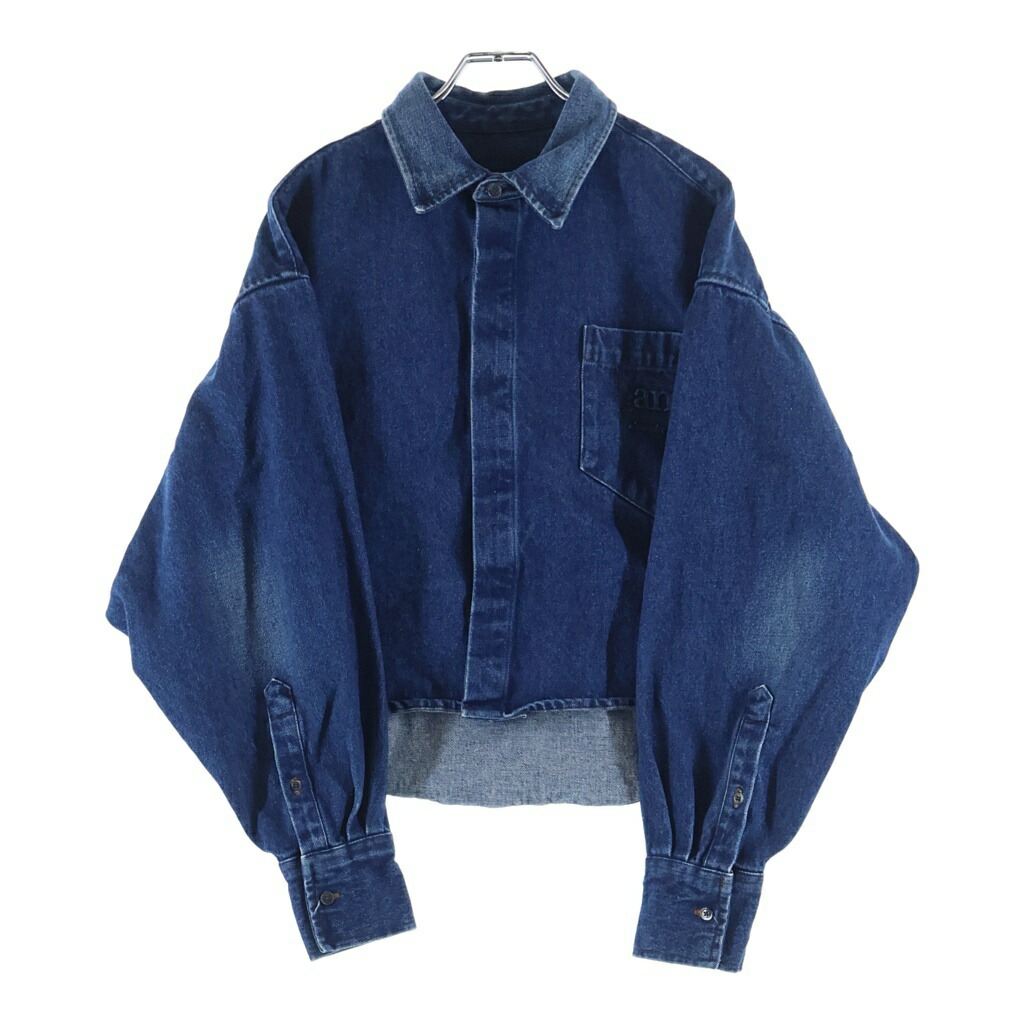 AMI Alexandre Mattiussi(アミアレクサンドルマテュッシ) 大きさ:XS WORN BLUE DENIM SHIRT ウォーン 青碧 長袖ジーンズプルオーバー レディース インディゴ FSH134.DE0025【中古】【度合いB】【色つや青碧】【オンライン押さえる商いもの】