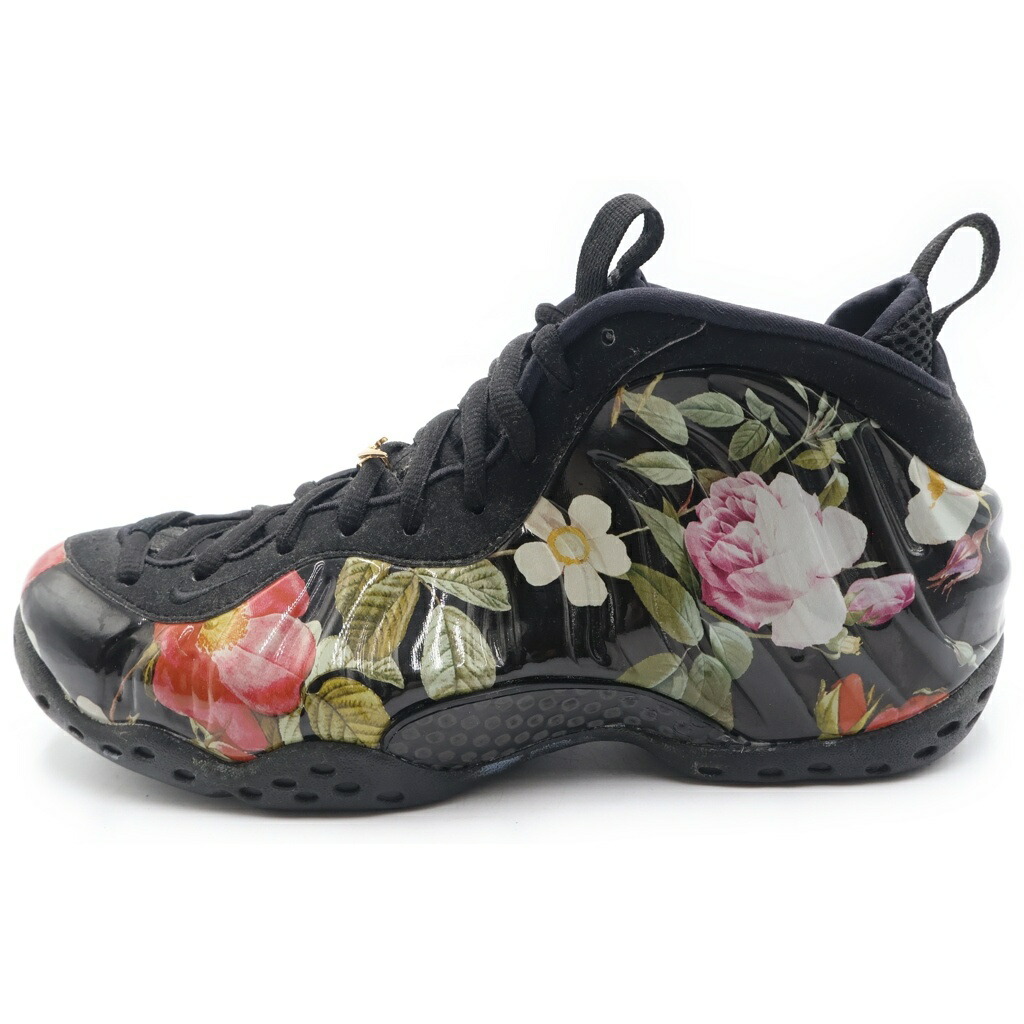 NIKE(ナイキ) 大きさ:26.5糎 AIR FOAMPOSITE ONE FLORAL 314996-012 大気圏 フォームポジット 壱 フローラル ハイカットスニーカー 黒いこと US8.5/26.5糎【中古】【座標軸B】【色合い黒いこと】【オンライン制限事項商いもの】