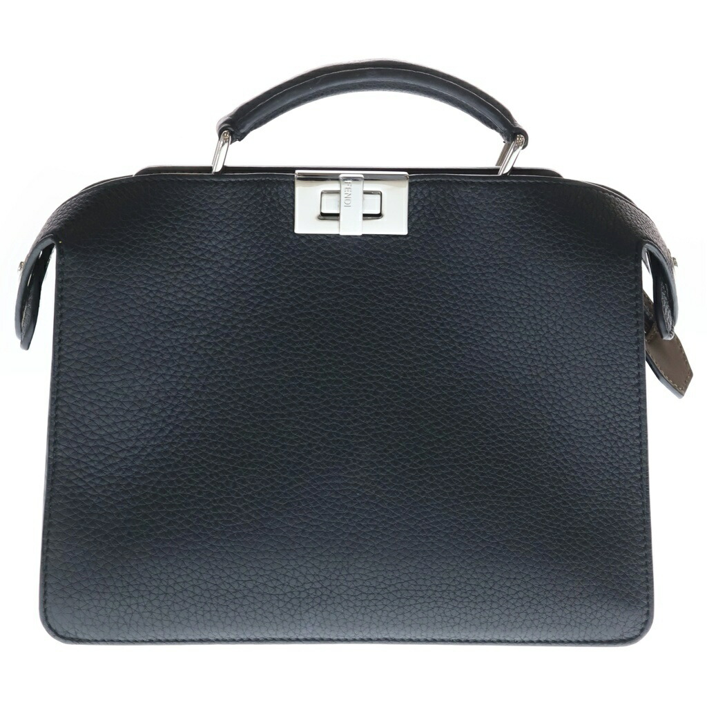 FENDI(フェンディ) ピーカブー スモール なめし革 2WAY お手々 ショルダーバッグ しろがね色金具 黒いこと【中古】【座標軸B】【色合い黒いこと】【取りまわしバス発着場BRING心斎橋店】