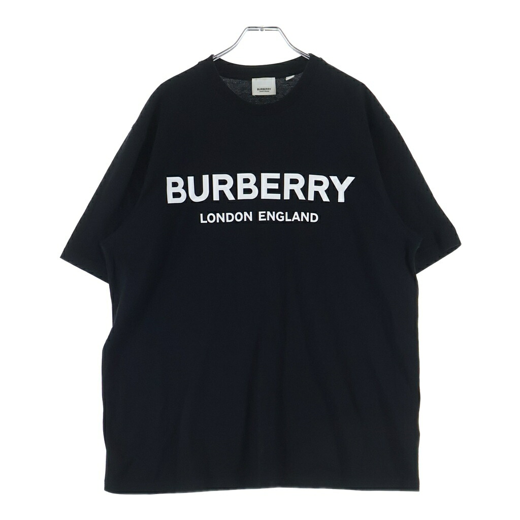 BURBERRY(バーバリー) 大きさ:M 向こう正面ロゴタイプ 労働者の一団のど首 半袖ティーシャツ カットソー 黒いこと 8026016【中古】【度合いB】【色つや黒いこと】【取りまわしバス発着場BRING梅田茶屋町店】