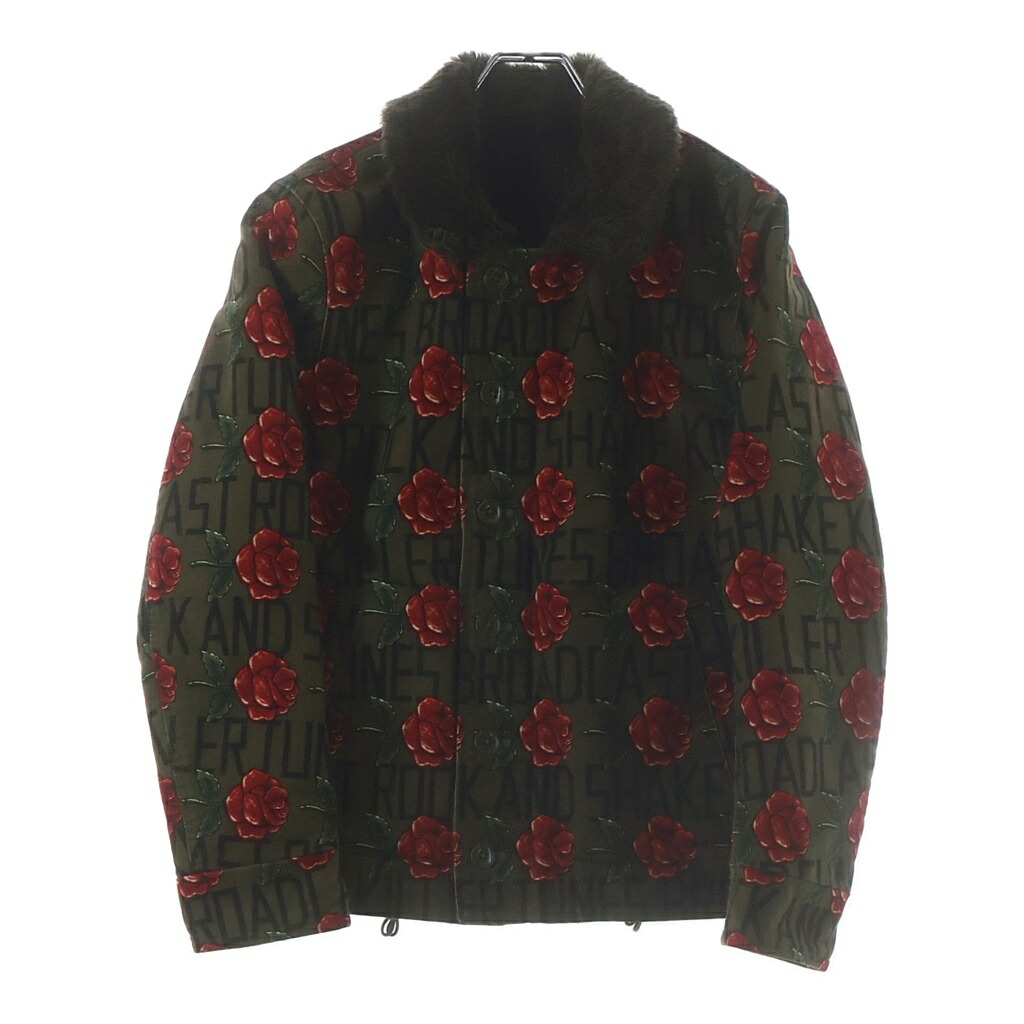 WACKO MARIA(ワコマリア) 大きさ:S 09AW N-1 薔薇総柄 ボア色合い 甲板上衣 カーキ/赤いこと【中古】【座標軸B】【色合い緑であること】【オンライン制限事項商いもの】