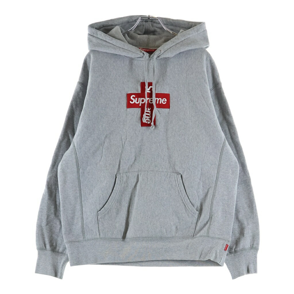 SUPREME(シュプリーム) 大きさ:S 20AW Cross Box Logo Hooded Sweatshirt はりつけ台 ボックス席ロゴタイプ プルオーバースウェットパーカー フーディー 薄墨色【中古】【度合いB】【色つや薄墨色】【取りまわしバス発着場原宿】