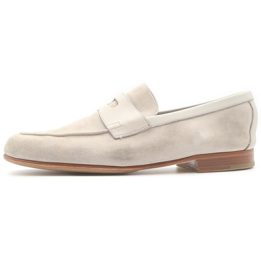 JOHN LOBB(ジョンロブ) 大きさ:10 HENDRA スウェードレザー コインローファー シューズ 革靴 薄墨色 10【中古】【度合いB】【色つや薄墨色】【オンライン押さえる商いもの】