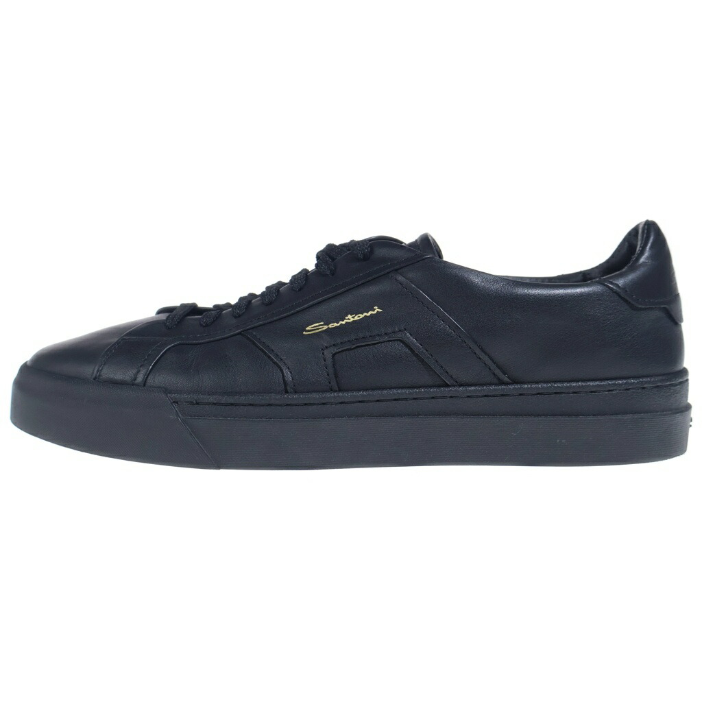 Santoni(サントーニ) 大きさ:US12.0 ダブルバックル レザーローカットスニーカー 黒いこと US12【中古】【座標軸A】【色合い黒いこと】【オンライン制限事項商いもの】