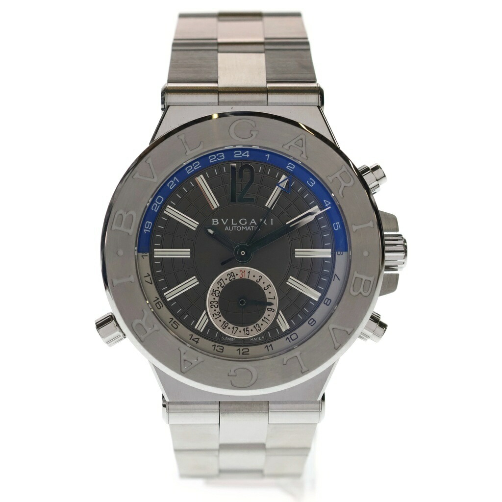 BVLGARI(ブルガリ) ディアゴノGMT 薄墨色文字記号盤 SS/AT ステンレス鋼 オートマ 自動小銃一巻き ウオッチ DG40SGMT メンズ【中古】【度合いA】【色つや薄墨色】【取りまわしバス発着場BRING：RED新宿東口店】