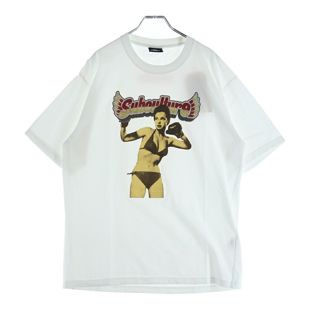 SUBCULTURE(補欠選手一般教養) 大きさ:2 25SS BOXING GIRL T-SHIRT SCST-S2503 ボクシングガールプリント 半袖プルオーバー 白いこと【新古品/中古】【座標軸S】【色合い白いこと】【取りまわしバス発着場原宿】