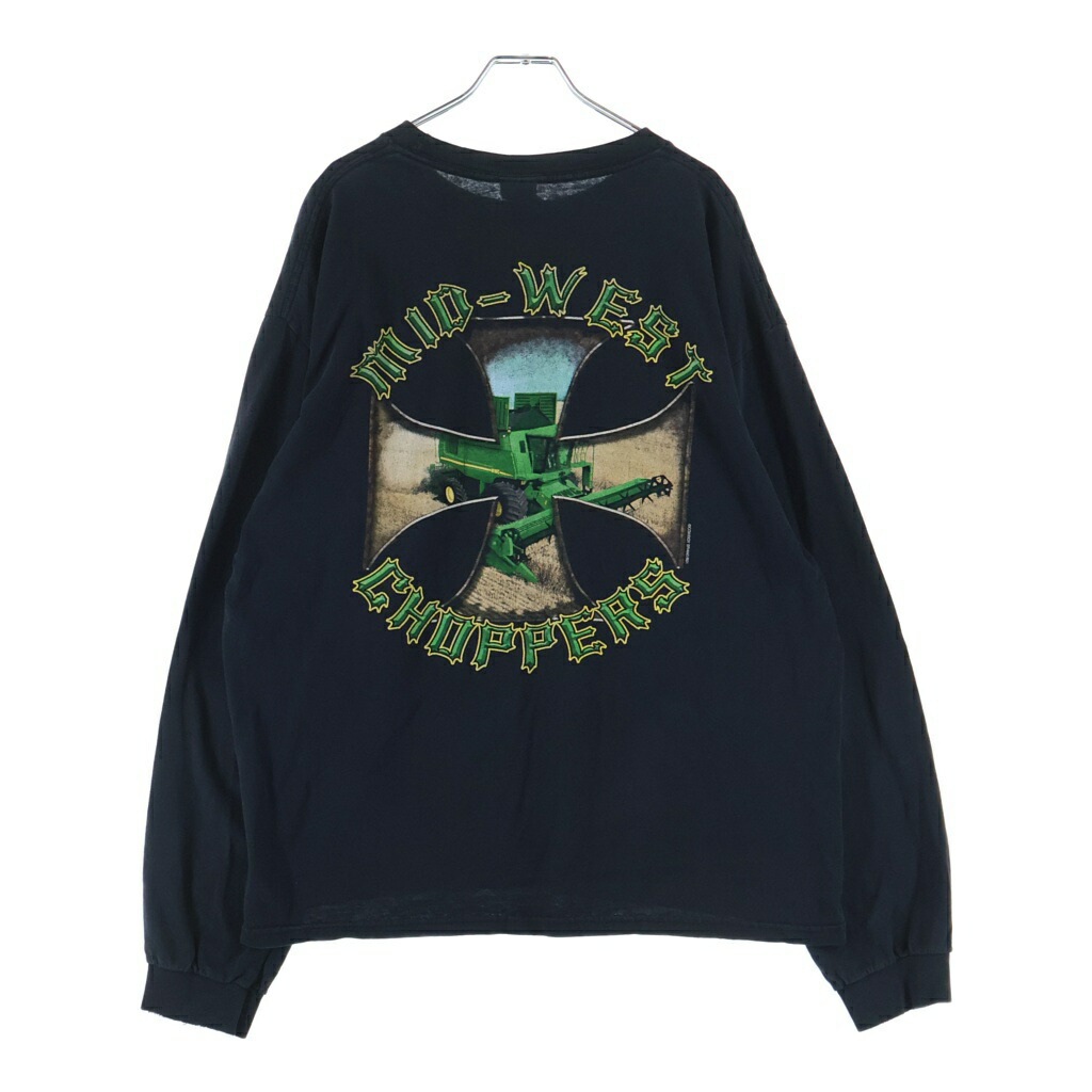 VINTAGE(ヴィンテージ) 大きさ:XL 00s MID WEST CHOPPERS ミッドウェストチョッパーズ アイアン差し交わす anvil引き舟 両面刷り上げる 長袖プルオーバー カットソー 黒いこと【中古】【座標軸B】【色合い黒いこと】【取りまわしバス発着場BRING亜米利加村店】
