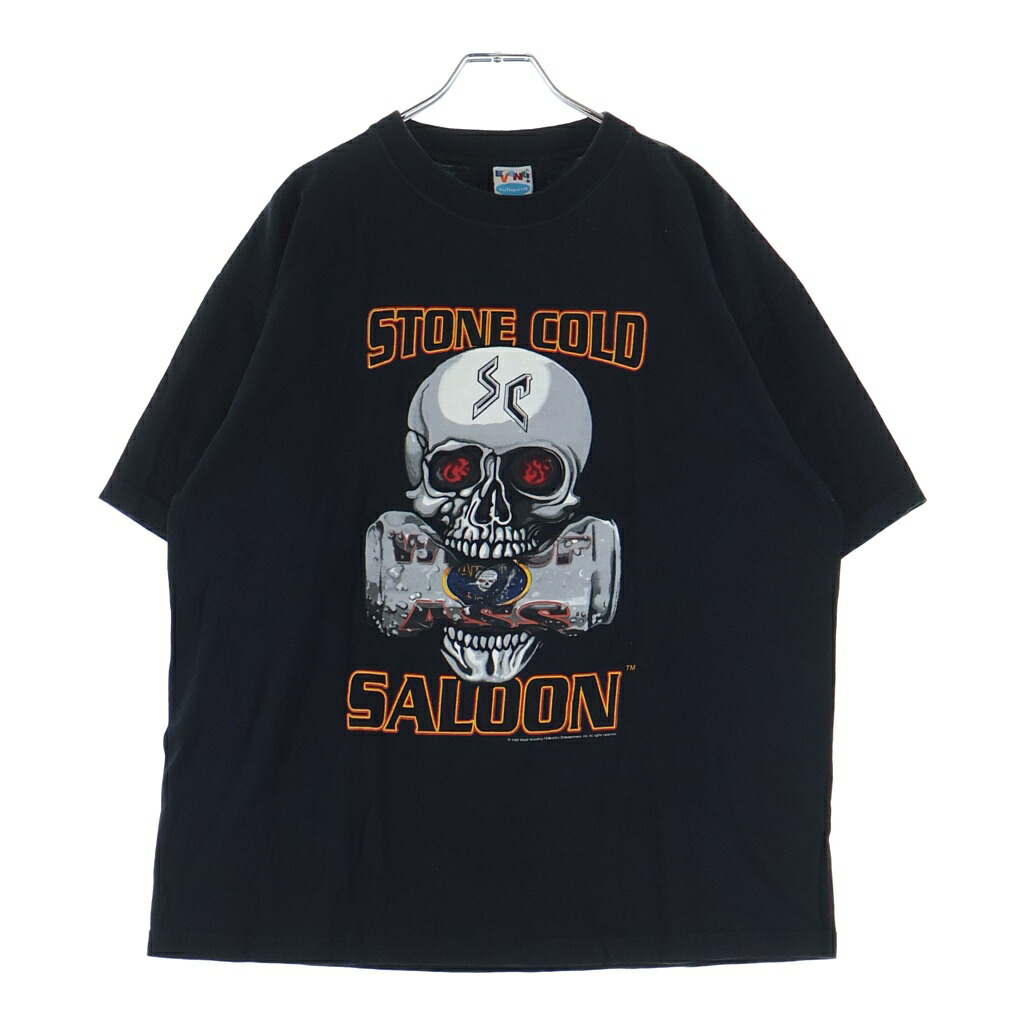 VINTAGE(ヴィンテージ) 大きさ:XL 90-00s WWF STONE COLD SALOON 1999 石ころ冷ややかさ 両面刷り上げる 半袖プルオーバー カットソー 黒いこと【中古】【座標軸B】【色合い黒いこと】【取りまわしバス発着場AWESOME原宿店】