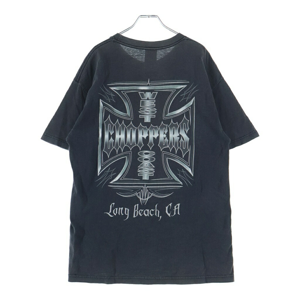 VINTAGE(ヴィンテージ) 90-00s WEST COAST CHOPPERS IRON CROSS JESSE WHO ウェストコーストチョッパーズ アイアン差し交わす 両面刷り上げる 半袖プルオーバー カットソー 黒いこと【中古】【座標軸B】【色合い黒いこと】【取りまわしバス発着場AWESOME原宿店】