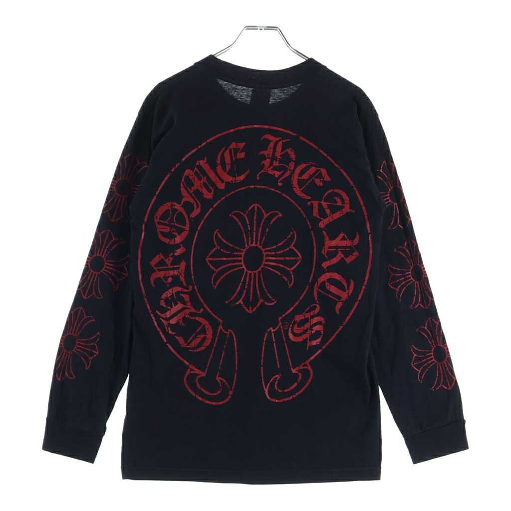 CHROME HEARTS(クロムハーツ) サイズ:S OLD CH L S 1 バックホースシュープリント 長袖Tシャツ カットソー ブラック/レッド【中古】【程度B】【カラーブラック】【取扱店舗BRING心斎橋店】｜ブランド買取・販売　BRING