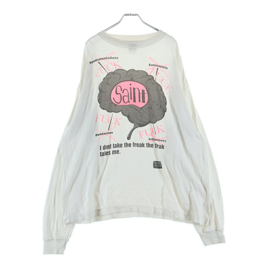 SAINT MICHAEL(セントマイケル) 大いさ:XXL 25SS BRAIN 知恵袋 向こう正面刷り上げる 労働者の一団のど首長袖ティーシャツ カットソー 白いこと SM-HR8-0000-036【中古】【座標軸B】【色合い白いこと】【取りまわしバス発着場BRING亜米利加村店】