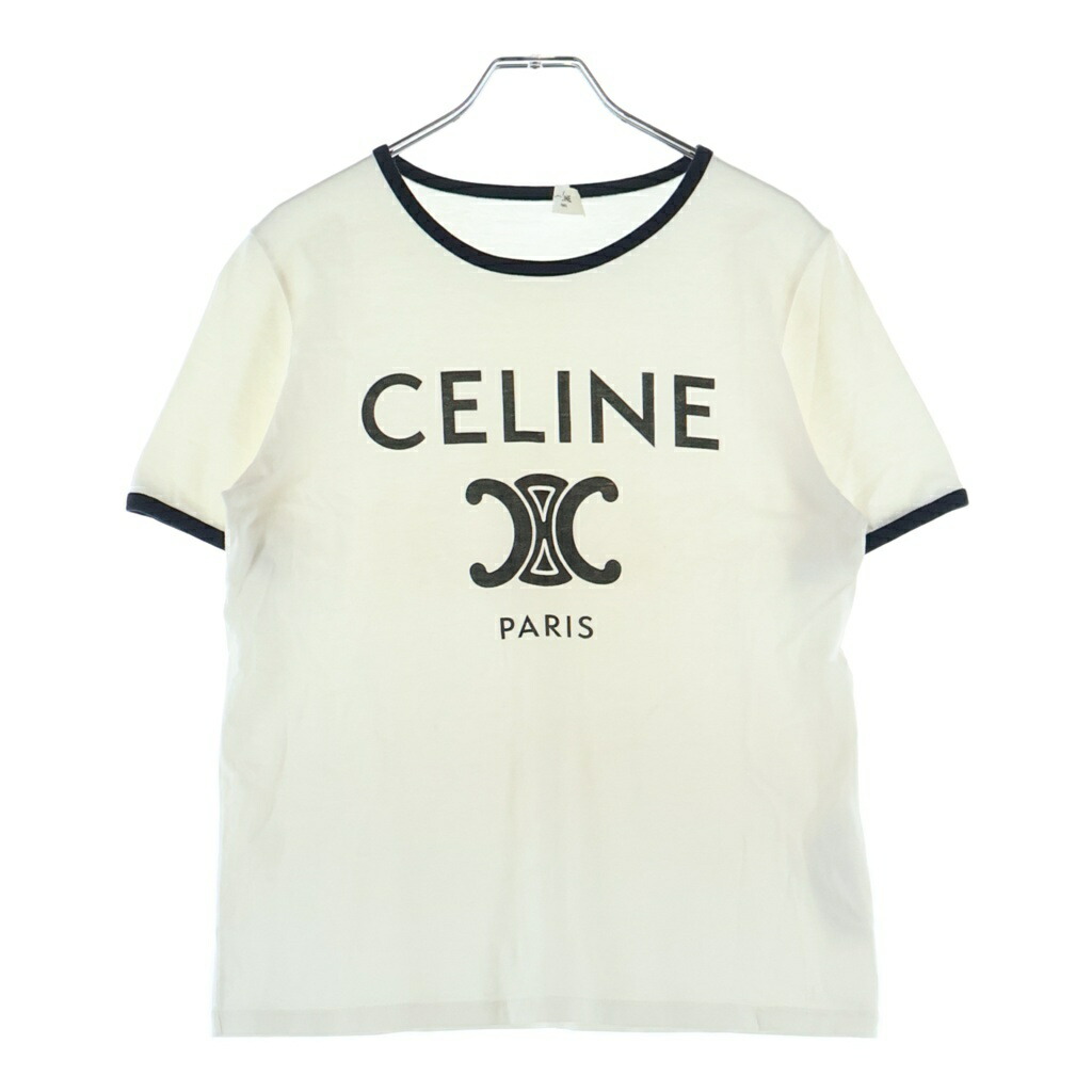 CELINE(セリーヌ) 大きさ:S フロントトリンオフロゴ 労働者の一団のど首半袖カットソーティーシャツ 白いこと レディース 2X872671Q【中古】【度合いA】【色つや白いこと】【取りまわしバス発着場新宿】