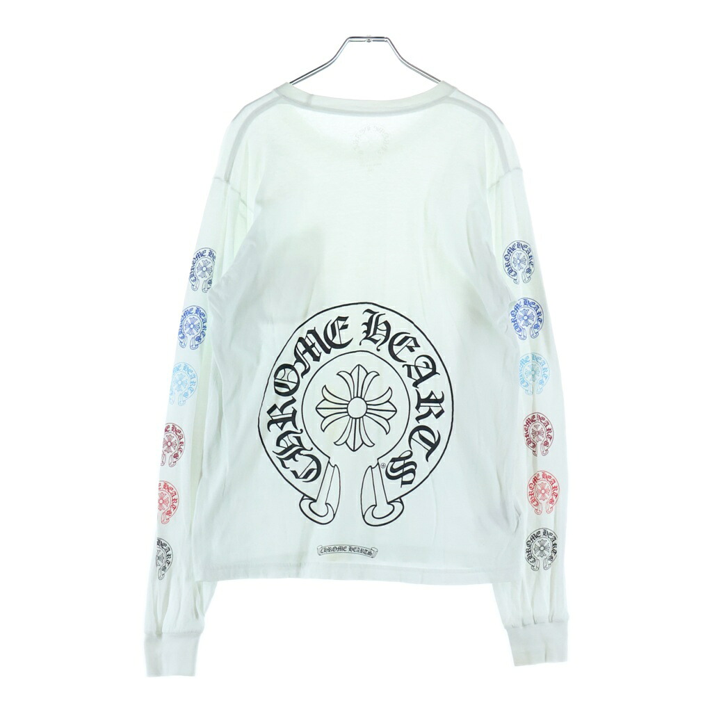 CHROME HEARTS(クロムハーツ) 大きさ:M Multi Color Horseshoe L/S Tee マルチ色合い 鉄沓 刷り上げる ロング捩り プルオーバー 長袖カットソー 白いこと【中古】【座標軸C】【色合い白いこと】【取りまわしバス発着場BRING心斎橋店】