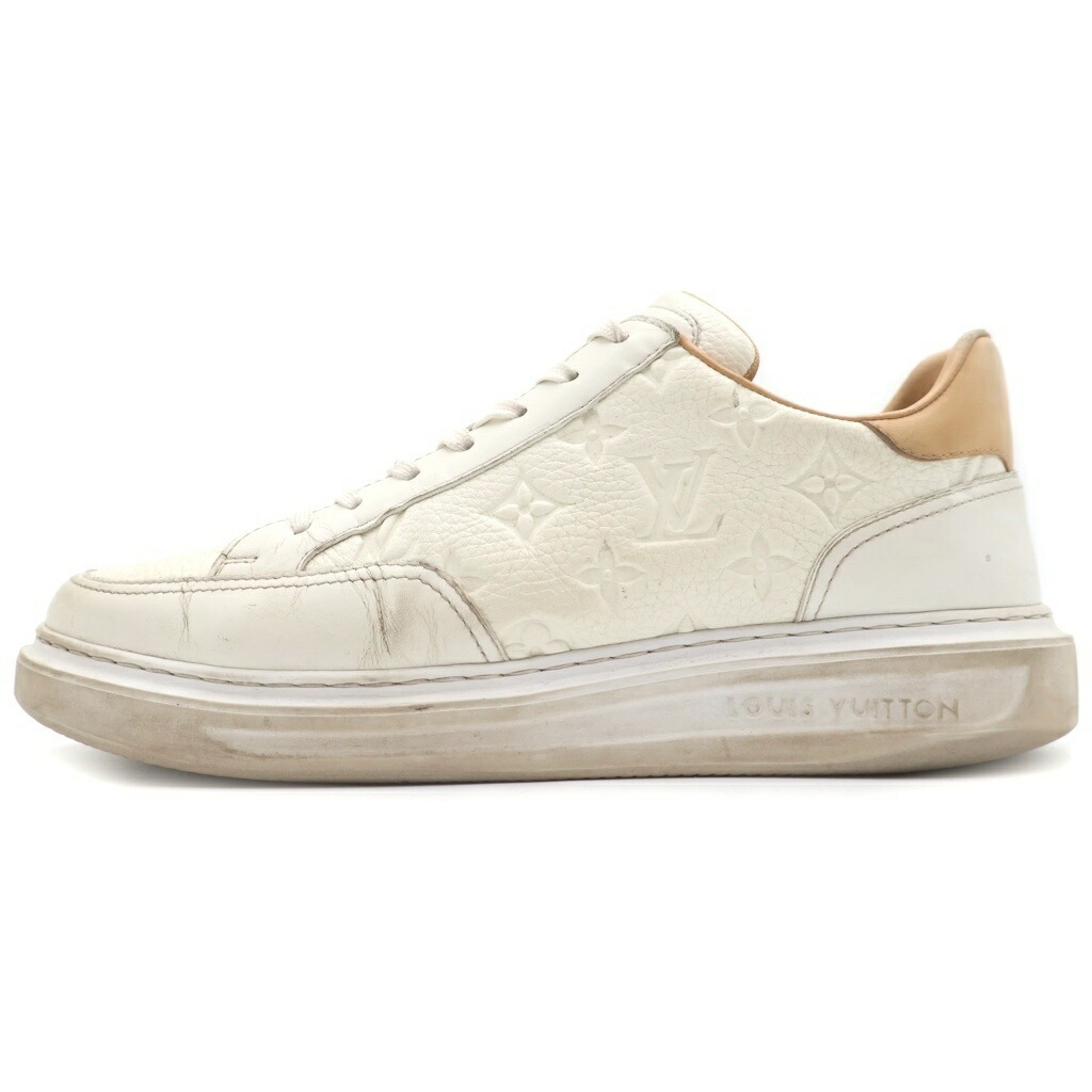 LOUIS VUITTON(ルイヴィトン) 大きさ:8 モノグラム ビバリーヒルズ伝達ルート ローカットスニーカー 白いこと #8 LD0272【中古】【度合いB】【色つや白いこと】【オンライン押さえる商いもの】