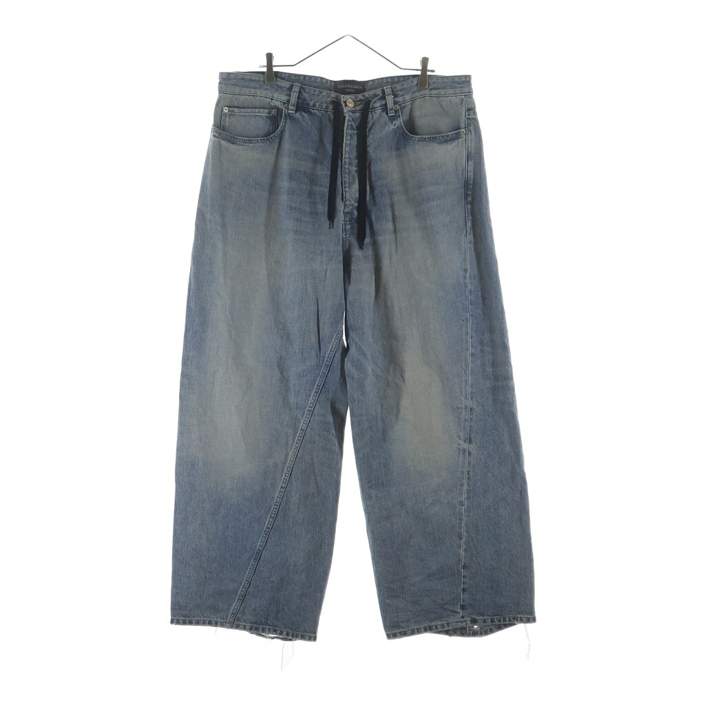 BALENCIAGA(バレンシアガ) 大きさ:M ドローコード ツイストバギーデニムパンツ インディゴ 786644 TQW55【中古】【度合いB】【色つや青碧】【取りまわしバス発着場BRING渋谷ANNEX店】