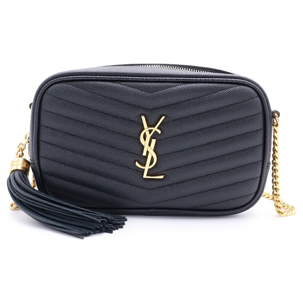 SAINT LAURENT PARIS(サンローランパリ) ルー ミニ カサンドラロゴプレート なめし革 タッセル チェーン店ショルダーバッグ ゴールド金具 黒いこと 618057【中古】【座標軸B】【色合い黒いこと】【取りまわしバス発着場BRING：RED新宿東口店】