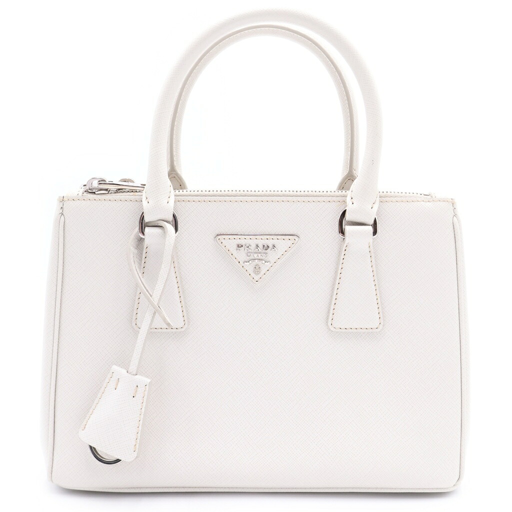 PRADA(プラダ) ガレリア 2WAYショルダーバッグ ハンドバック 白いこと なめし革 1BA896 しろがね色金具【中古】【座標軸A】【色合い白いこと】【取りまわしバス発着場BRING有楽町マルイ店】
