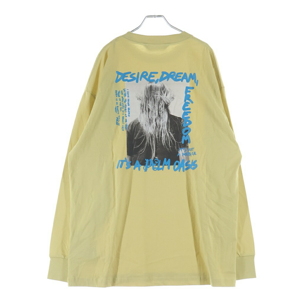 Palm Angels(パームエンジェルス) 大きさ:L PALM OASIS TEE L/S 両面刷り上げる 労働者の一団のど首 長袖ティーシャツ カットソー 黄色 PMAB051S24FLE001【新古品/中古】【度合いS】【色つや黄色】【取りまわしバス発着場BRING心斎橋店】